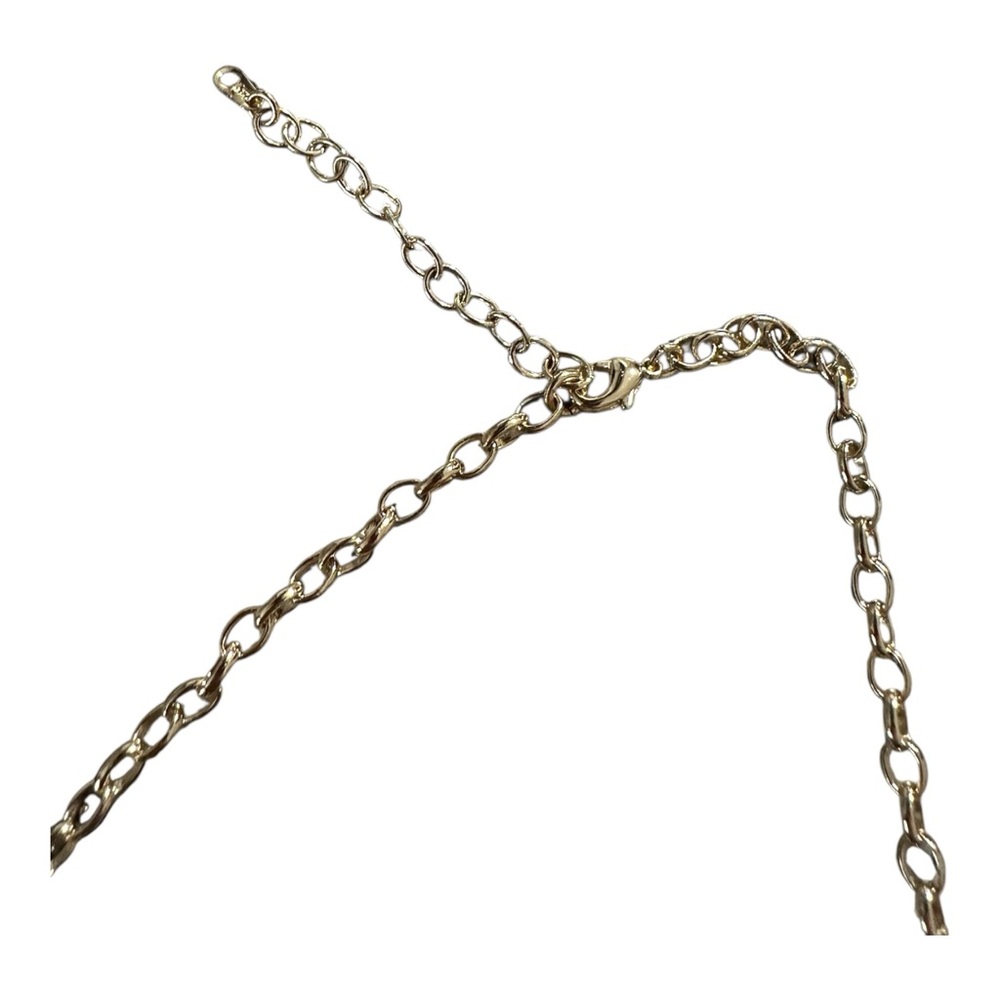 NWT Cubic Zirconia key & Genuine Mother Of pearl Inlay Stone Necklace Gold Tone. - Picture 7 of 7